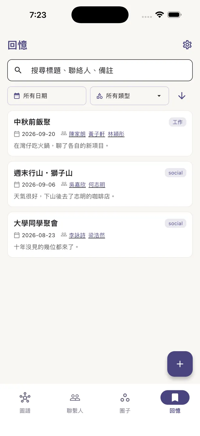 Atlas 回憶列表畫面